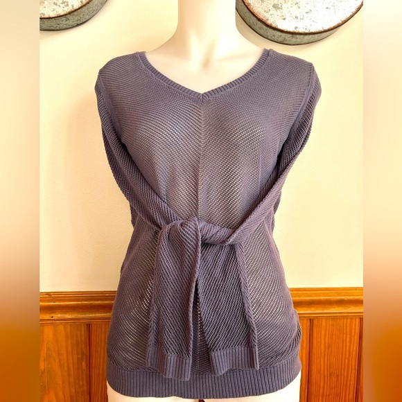Banana Republic size small 100% mesh cotton blue/grey sweater, lightweight, sexy - Picture 1 of 8